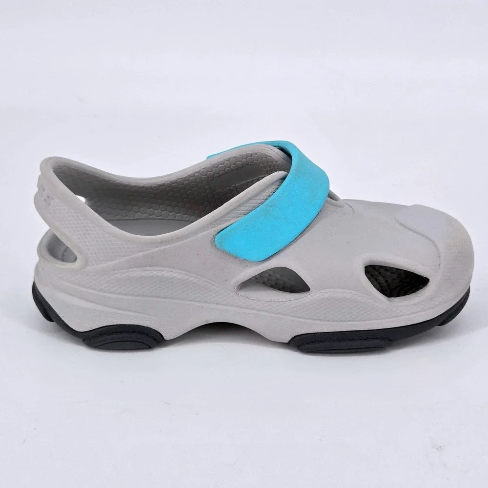 Crocs Toddler All Terrain Fisherman Sandals Gray Atmosphere Blue Water Shoes C9